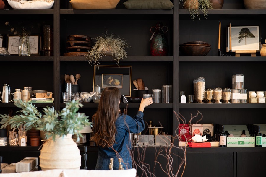 Kitchen and dining pieces styled in the showroom