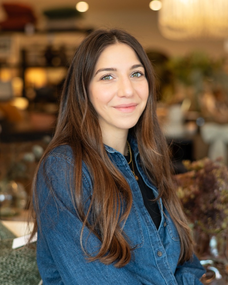 Katie DesMarais, founder of Marais Home, in the studio's Chevy Chase showroom